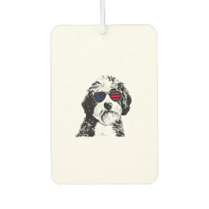 Aussiedoodle Dog 4th July America USA Flag Car Air Freshener