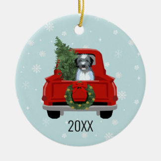 Aussiedoodle dog christmas ceramic ornament