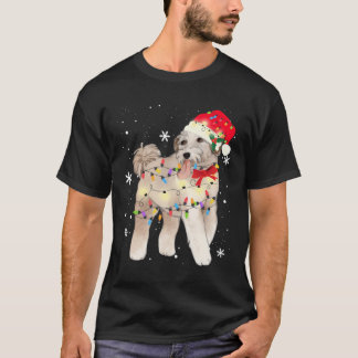 Aussiedoodle Dog Christmas Light Xmas Mum Dad Gift T-Shirt