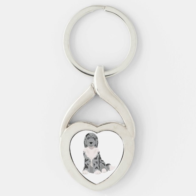 Aussiedoodle dog mix key ring (Front)