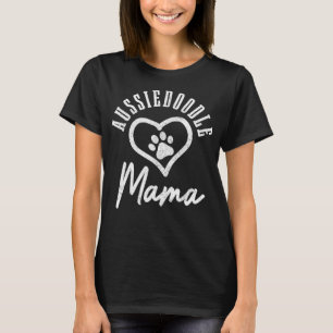 Aussiedoodle Mama Paw Heart Funny Cute Vintage Dog T-Shirt