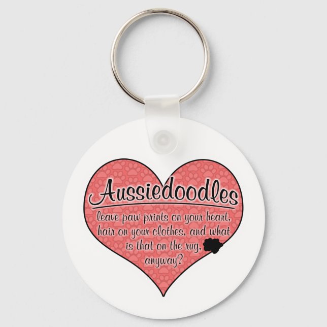 Aussiedoodle Paw Prints Dog Humour Key Ring (Front)