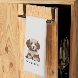 Aussiedoodle Puppy "I'm a Doodle" cute Tea Towel