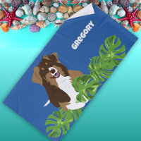 Aussies Australian Shepherd Dog Tropical Leaves