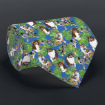 Aussies Australian Shepherd Dogs Tropical Leaves Tie<br><div class="desc">Cute,  realistic style illustrations of Australian Shepherd dogs or Aussies and bright green tropical monstera leaves are set against a royal blue background on this patterned necktie.</div>