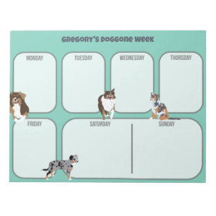 Aussies Australian Shepherd Dogs Weekly Planner Notepad