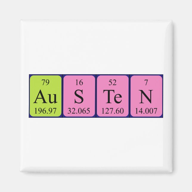 Austen periodic table name magnet (Front)