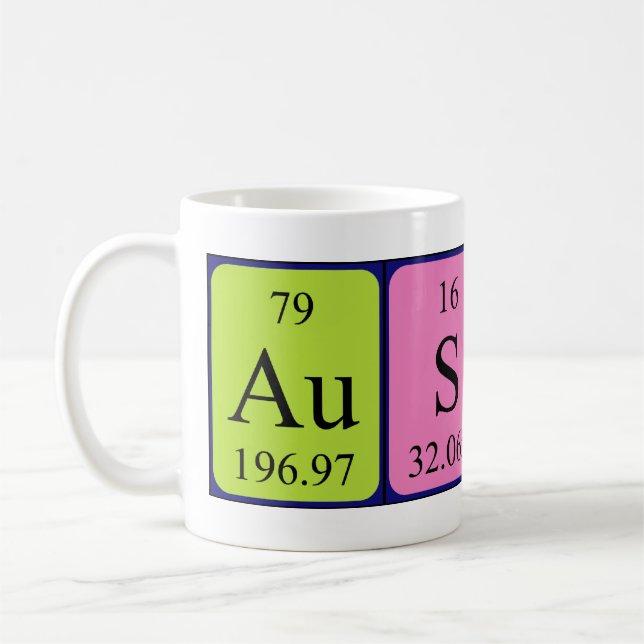 Austen periodic table name mug (Left)