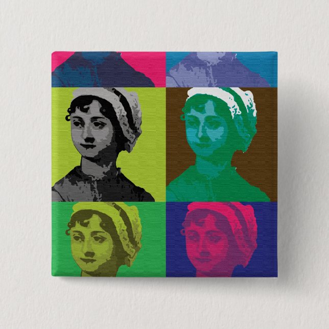 AustenPop -- Jane Austen style 15 Cm Square Badge (Front)