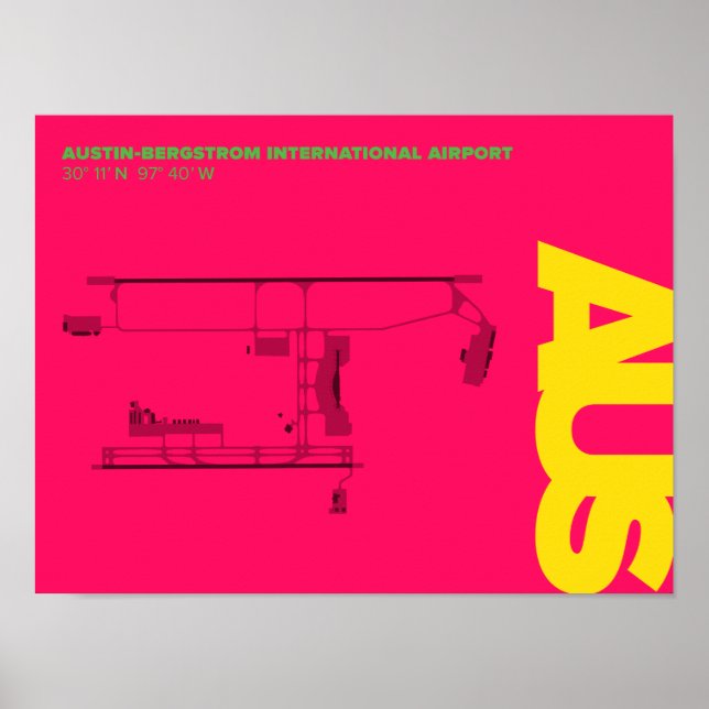 Austin Airport (AUS) Diagram Poster (Front)