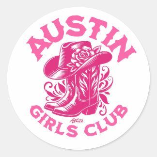 austin bachelorette floral cowgirl pink classic round sticker