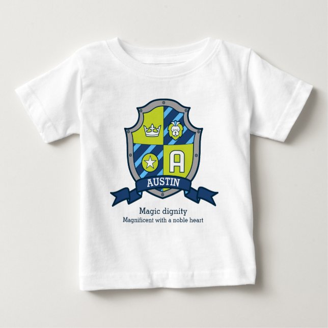 Austin boys A name & meaning knights shield Baby T-Shirt (Front)