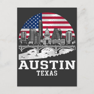Austin City Texas American Flag Postcard