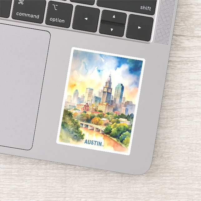 Austin City Watercolor Painting (Detail)