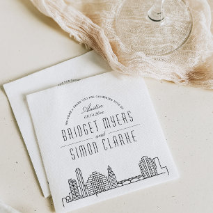 Austin Deco Skyline   Wedding Event Napkins