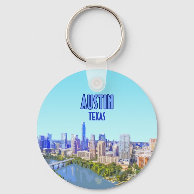 Austin Downtown Texas Vintage Key Ring (Front)