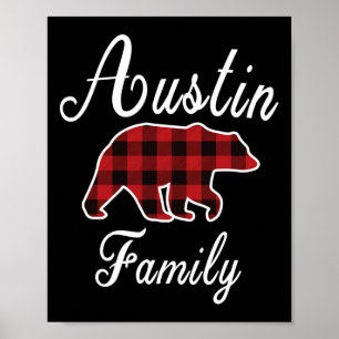 Austin Family Bear Red Plaid Christmas Pajama Men Poster