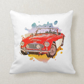 Austin Healey Watercolor Painting Cushion