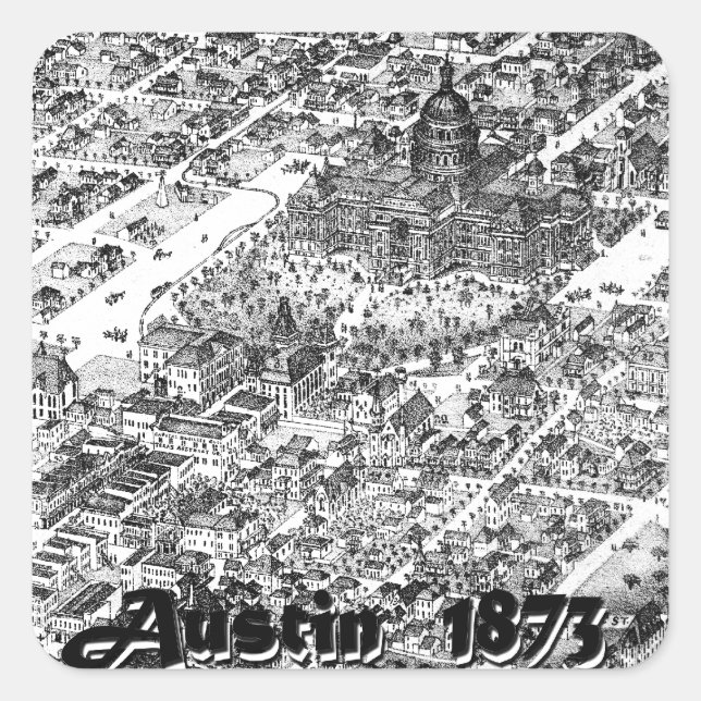 Austin Historic Map 1873 Square Sticker (Front)