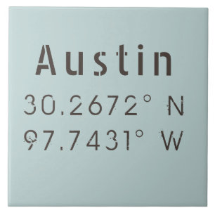 Austin Latitude Longitude Ceramic Tile