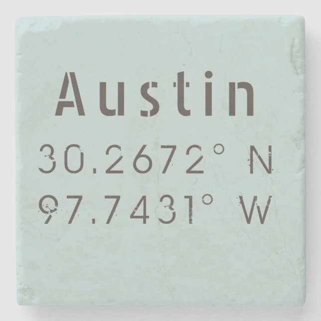 Austin Latitude Longitude Stone Coaster (Front)