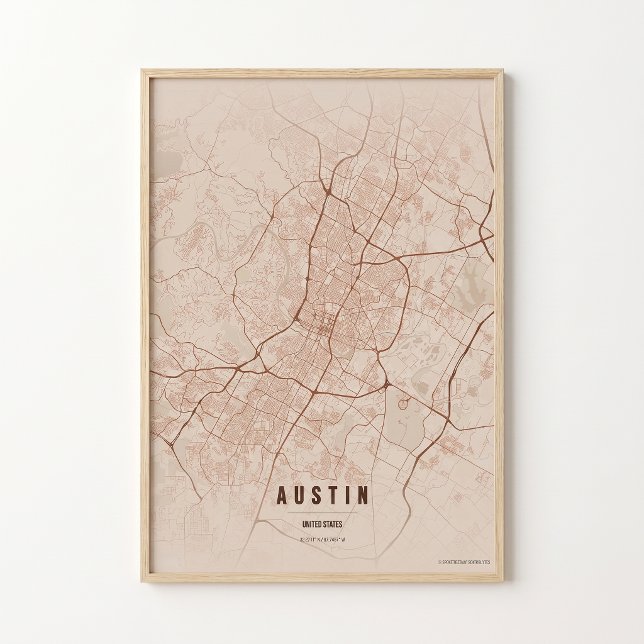 Austin Map Copper Texas City Poster Wallart Gift (Creator Uploaded)