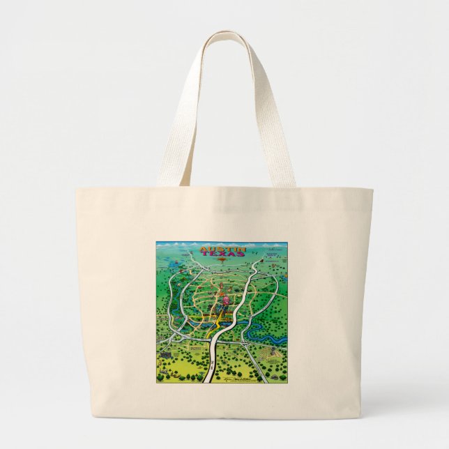 Austin Map Large Tote Bag (Front)