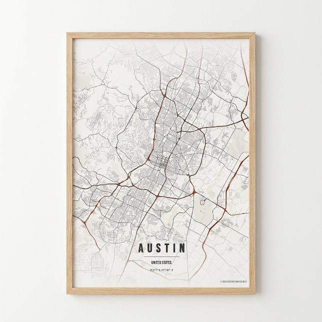Austin Map Print Texas City Poster Wall Art Gift (Creator Uploaded)