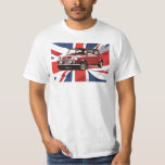 Austin Mini Cooper T-Shirt<br><div class="desc">Iconic image of an Austin Mini with a union flag backdrop</div>