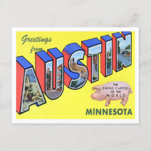 Austin, Minnesota Vintage Big Letters Postcard