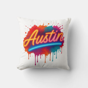 Austin Neon Street Art & Poster Design Cushion