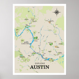 Austin Outdoors Map Poster