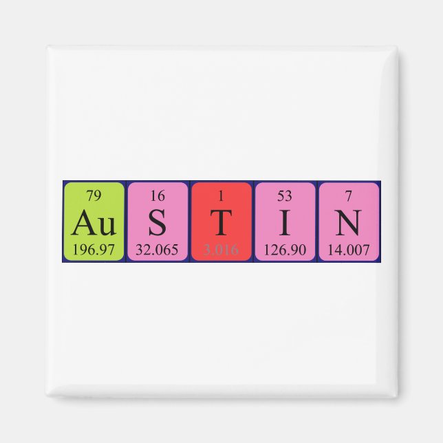 Austin periodic table name magnet (Front)