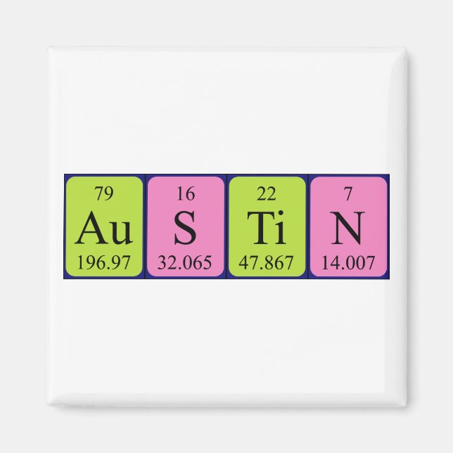 Austin periodic table name magnet (Front)