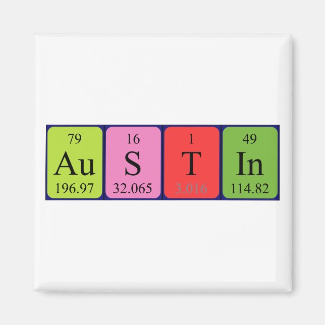 Austin periodic table name magnet (Front)
