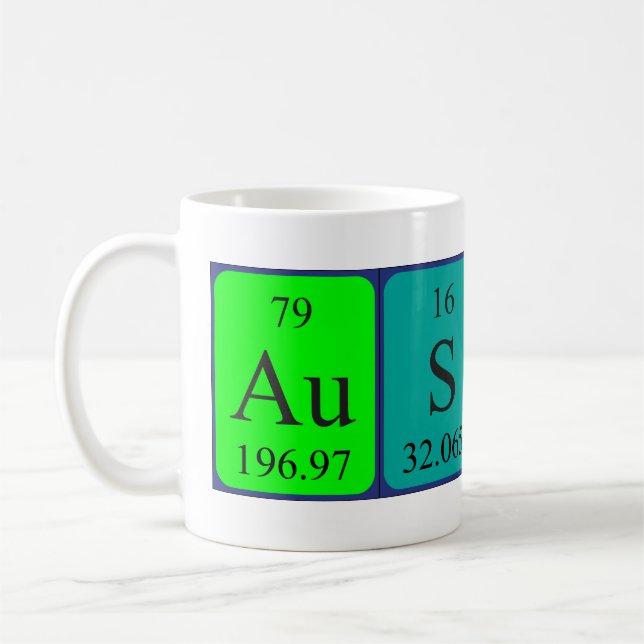 Austin periodic table name mug (Left)