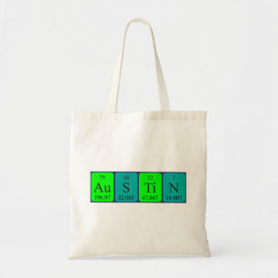 Austin periodic table name tote bag