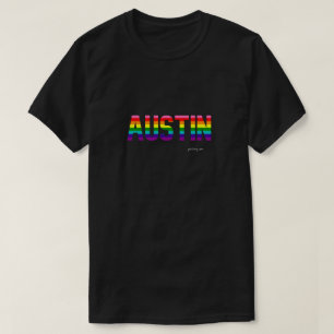 Austin Pride T Shirt   Rainbow Flag