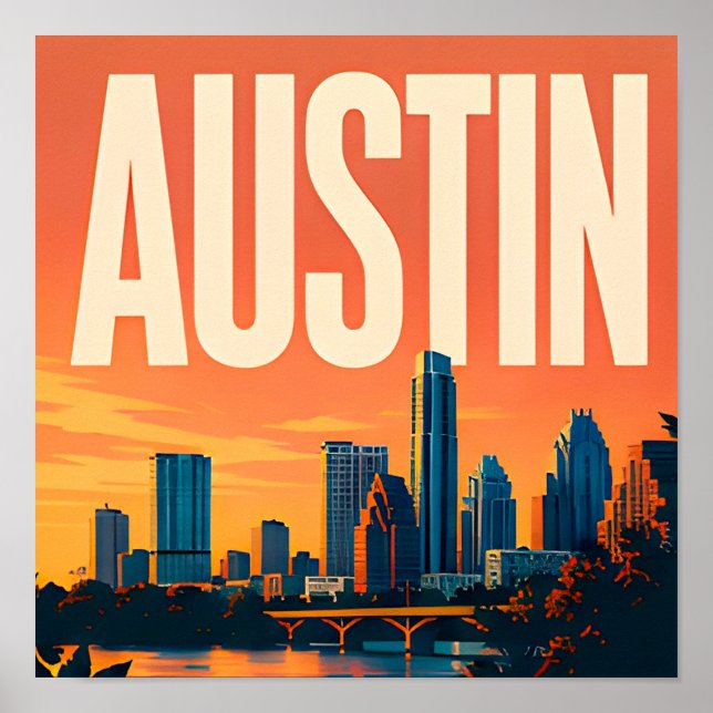 Austin Riverfront Texas Capitol Poster (Front)