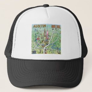 Austin Round Rock Texas Fun Map Trucker Hat