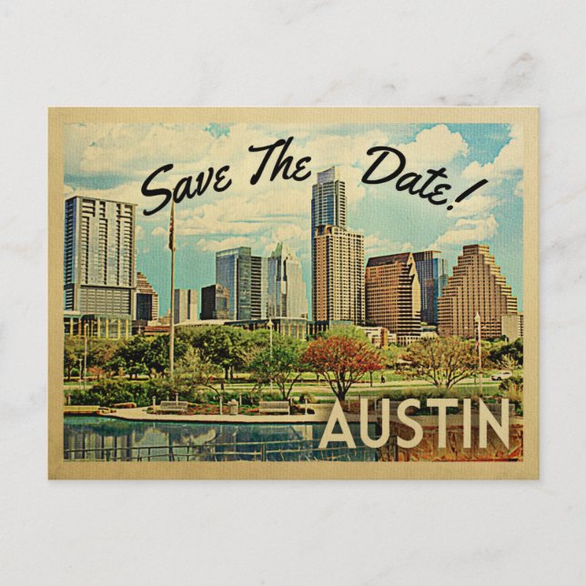 Austin Save The Date Texas Announcement Postcard (Front)
