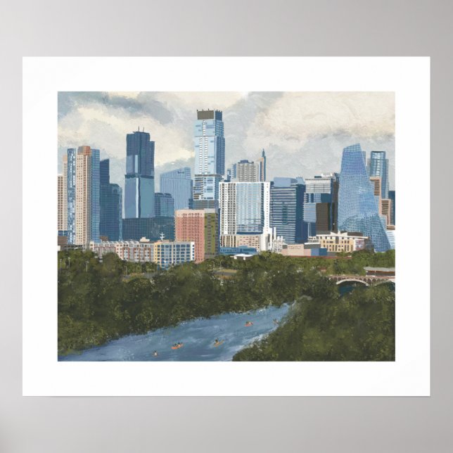 Austin Skyline Painted Art Print (Front)
