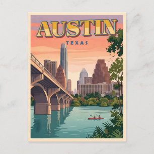 Austin Skyline Sunset – Texas Cityscape Postcard