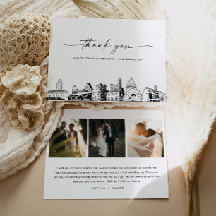 Austin Skyline Wedding Photo Thank You Card