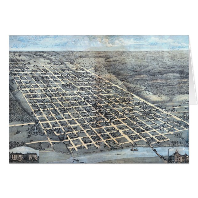 Austin, Texas Antique Aerial City Map from 1873 (Front Horizontal)