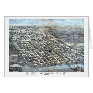 Austin, Texas Antique Aerial City Map from 1873