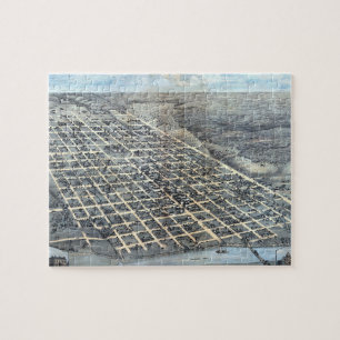 Austin, Texas Antique Aerial City Map from 1873 Jigsaw Puzzle
