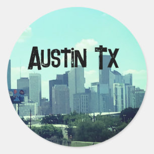 Austin Texas backround Classic Round Sticker