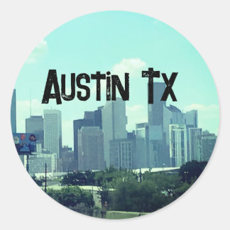 Austin Texas backround Classic Round Sticker