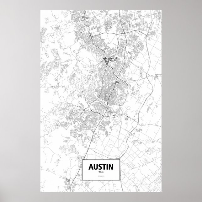 Austin, Texas (black on white) Poster (Front)